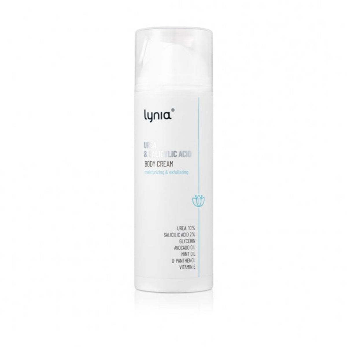 Lynia<br/>Exfoliating and moisturizing cream with urea (10% ), salicilic acid (2%) and lactic acid (2%)<br/>150 ml